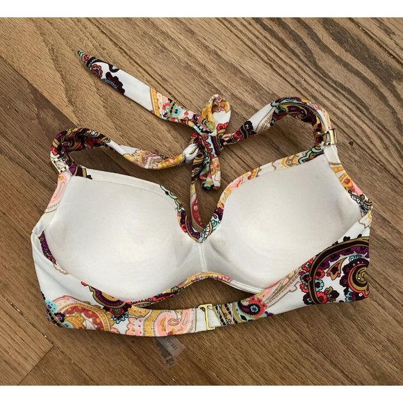 Victoria’s Secret 32B Swim Bikini Top Halter Underwire Padded Paisley MultiColor - Picture 2 of 9